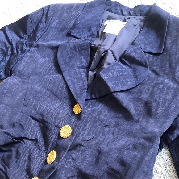 YVES SAINT LAURENT Vintage Navy Skirt Suit 40 - Picture 3 of 8